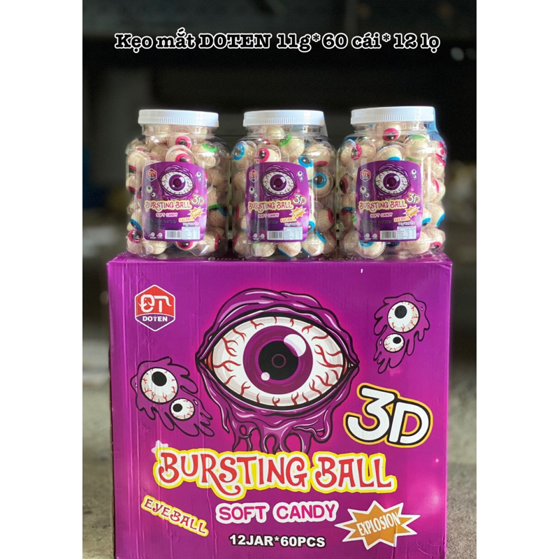 Combo 1 hủ kẹo dẻo mắt  có nhân  60viên mắt , dưa , dâu,vịt,nho,tru