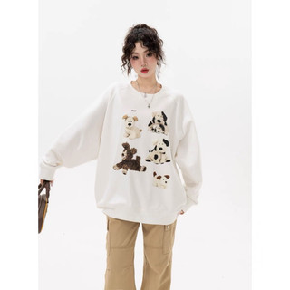 áo sweater dài tay cổ tròn in 5 chó bông dễ thương thu đông