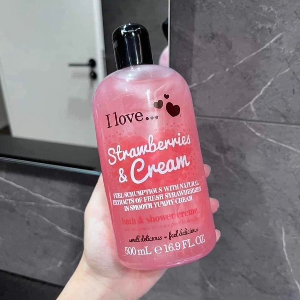 Sữa tắm I LOVE Hương thơm trái cây tự nhiên Hàng UK 500ml