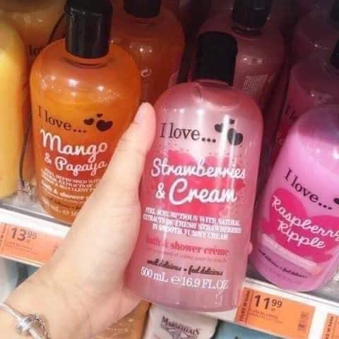 Sữa tắm I LOVE Hương thơm trái cây tự nhiên Hàng UK 500ml
