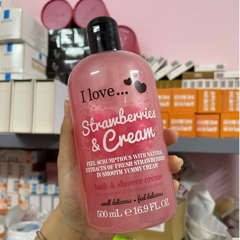 Sữa tắm I LOVE Hương thơm trái cây tự nhiên Hàng UK 500ml
