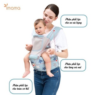 Địu ngồi imama hoạ tiết sao - Địu em bé sơ sinh chống gù
