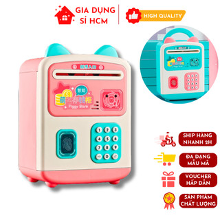Két sắt tai thỏ mật mã mini - ống heo tiết kiệm đáng yêu dành cho bé, giúp bé tập tiết kiệm