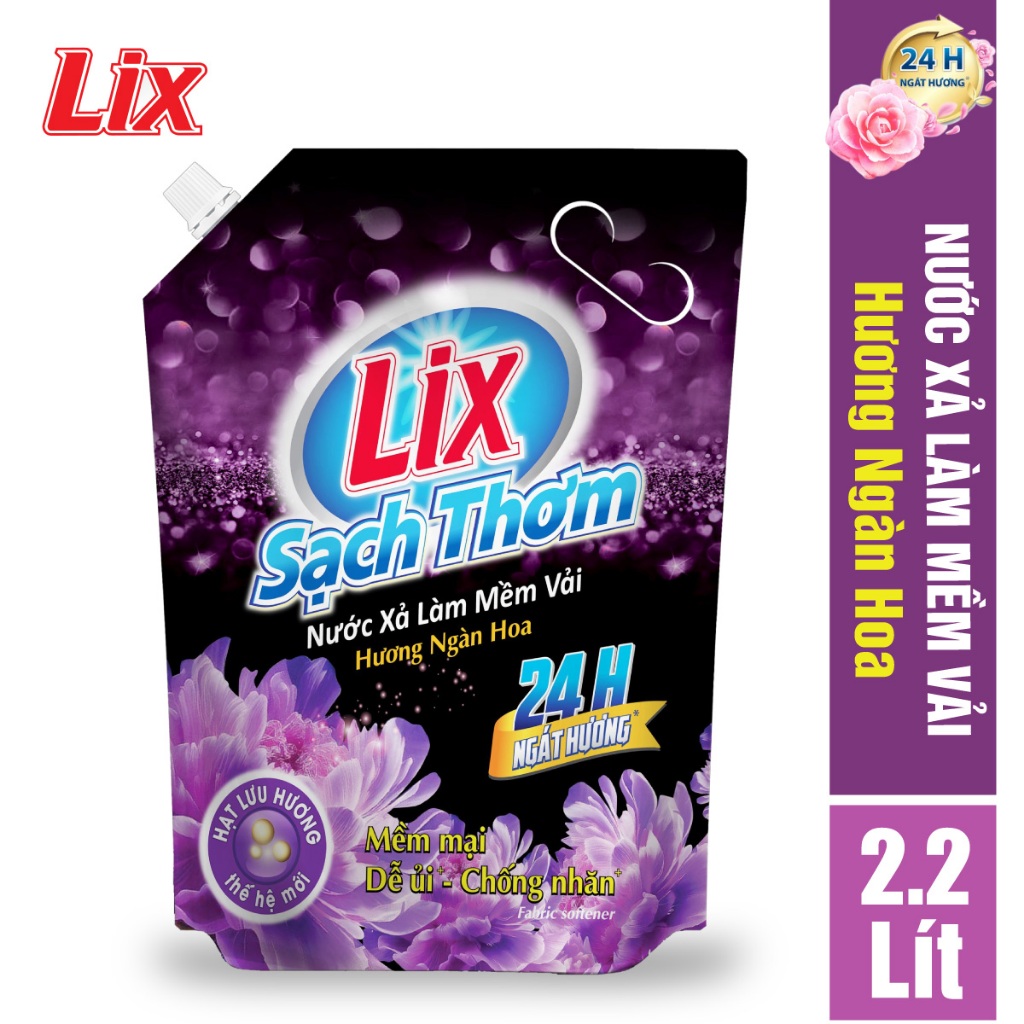 Túi nước xả vải LIX Sạch Thơm hương ngàn hoa 2.2 lít L17702