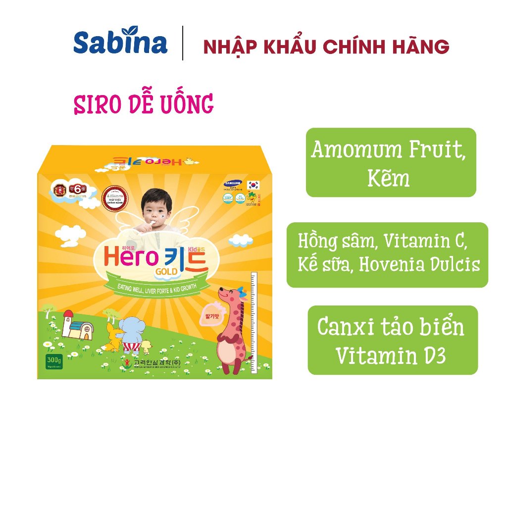 [Chính Hãng] Siro HEROKID GOLD – cho trẻ từ 1 tuổi  chậm lớn, còi xương, thiếu vitamin D 300g