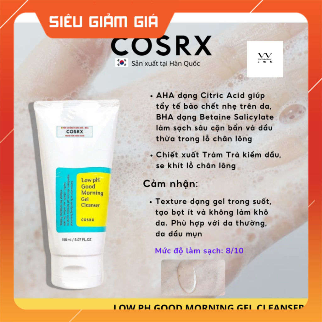 Sữa Rửa Mặt Cosrx Low PH Good Morning Gel Cleanser Dạng Gel Chiết Từ Dầu Cây Trà