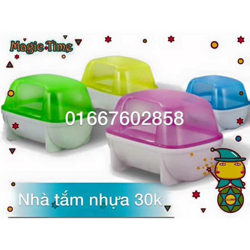 Nhà tắm nhựa vuông cho hamster - nhà tắm cát hamster