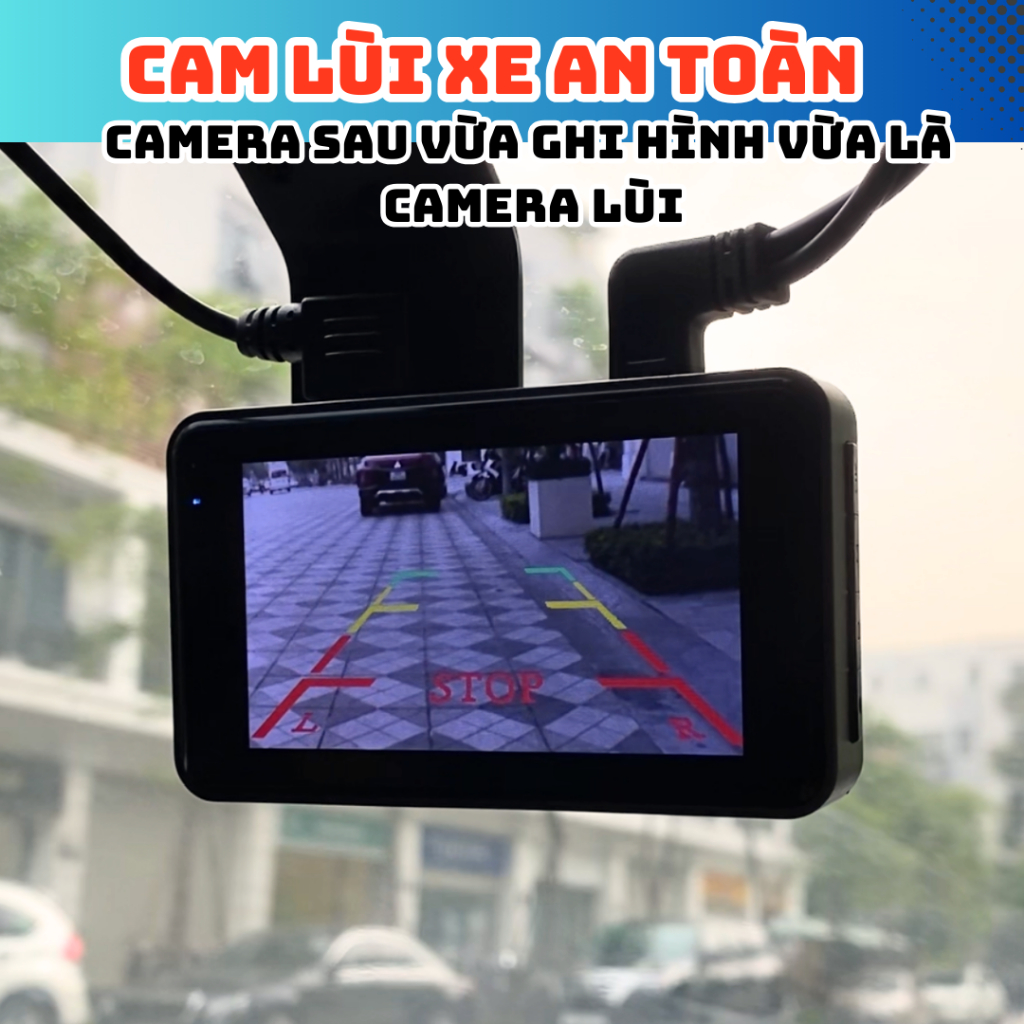 Camera hành trình ô tô K10pro, có kết nối điện thoại qua app, ghi hình trước sau, có chế độ lùi xe an toàn