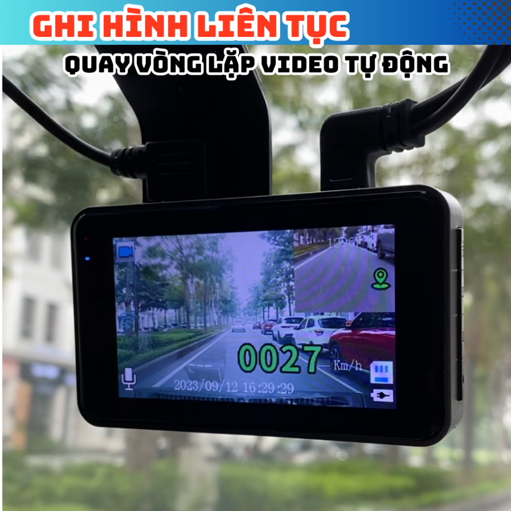 Camera hành trình ô tô K10pro, có kết nối điện thoại qua app, ghi hình trước sau, có chế độ lùi xe an toàn