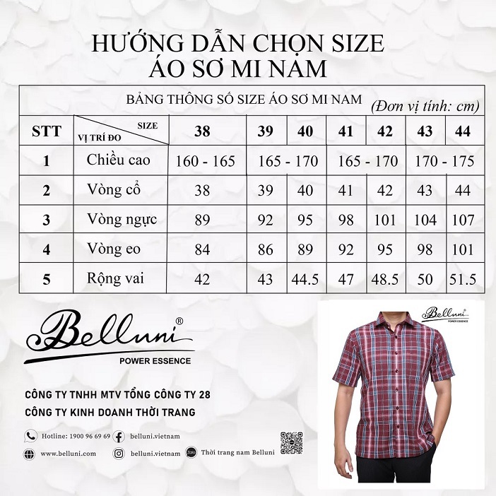 Áo sơ mi nam ngắn tay BELLUNI vải sợi sồi thoải mái thanh lịch - ABN.SPM.BE.241.W