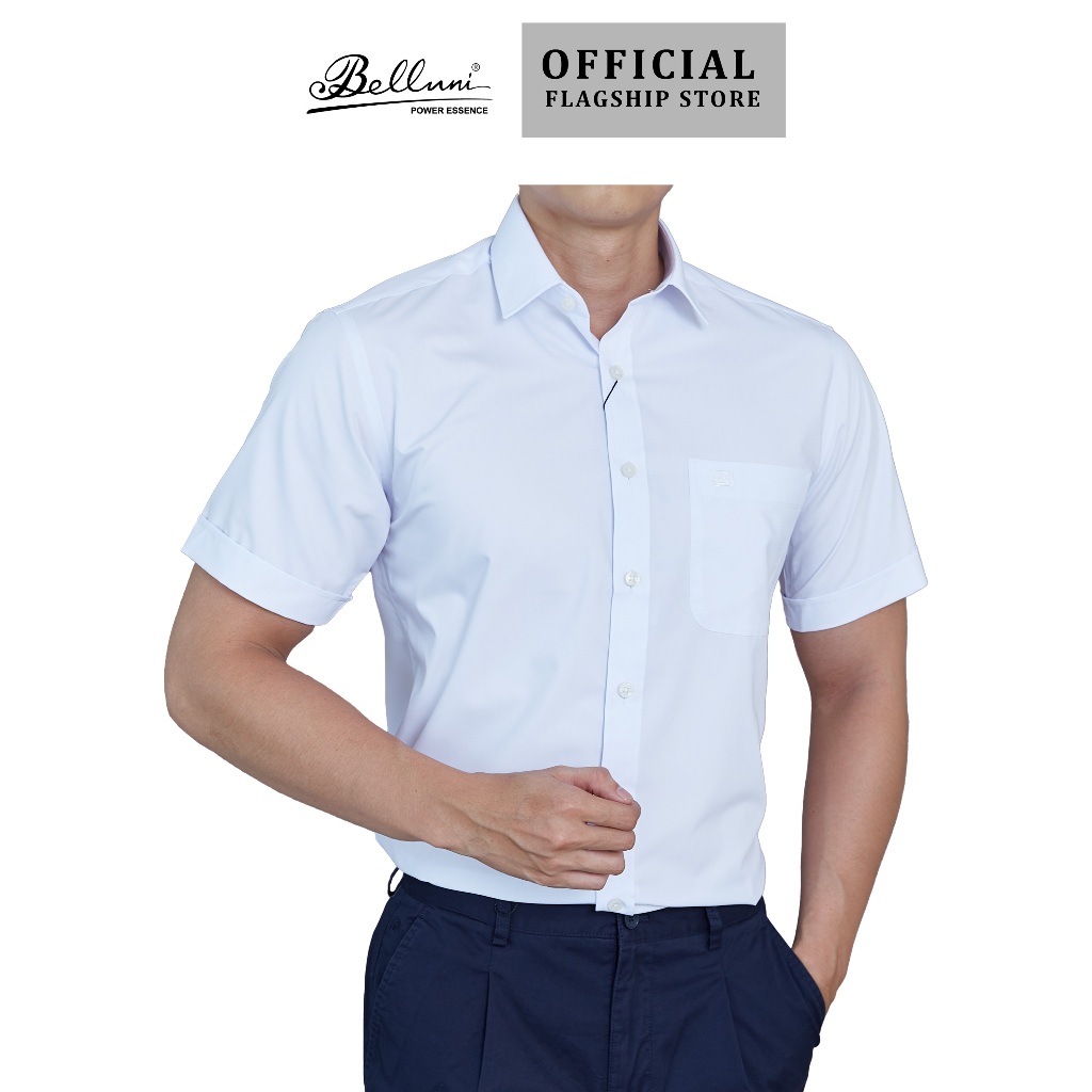 Áo sơ mi nam ngắn tay BELLUNI vải sợi sồi thoải mái thanh lịch - ABN.SPM.BE.241.W