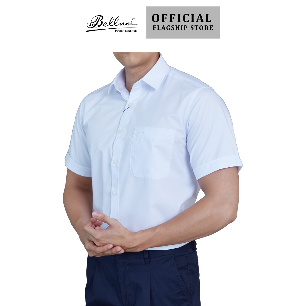 Áo sơ mi nam ngắn tay BELLUNI vải sợi sồi thoải mái thanh lịch - ABN.SPM.BE.241.W