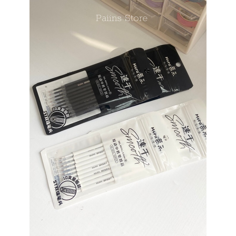 Ngòi bút Mura 0.5mm chính hãng, ruột bút gel thay thế mực đen