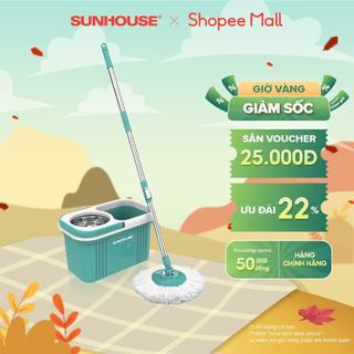 Bộ lau nhà xoay 360 độ Sunhouse KS-CL330S | Kèm thùng tự vắt có lồng inox chống gỉ, dễ làm sạch | Hàng chính hãng