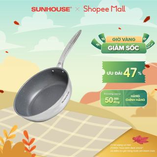 Chảo Inox nguyên khối SUNHOUSE Desire DE20-24-26-28M | Kết cấu inox dày gấp 4 lần | Chống dính 3 lớp vân đá