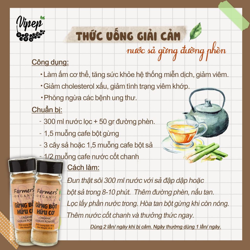 Gừng bột hữu cơ organics Farmer's Organics 40g