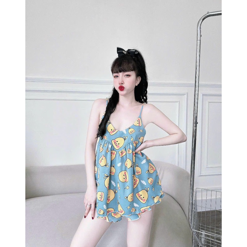 Bộ đồ ngủ lụa mango 45-75kg vừa(freesize)