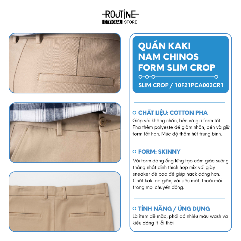 Quần Kaki Nam Chinos Form Slim Crop - Routine 10F21PCA002CR1