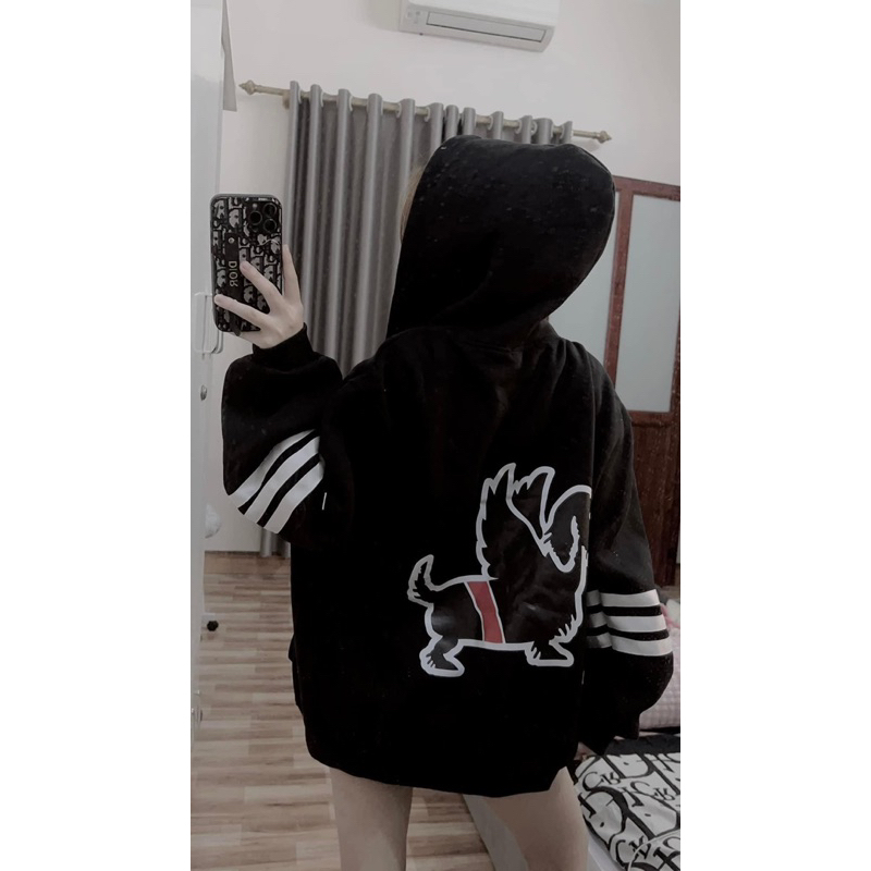 Áo khoác thome cún lưng siêu to mũ 2 lớp