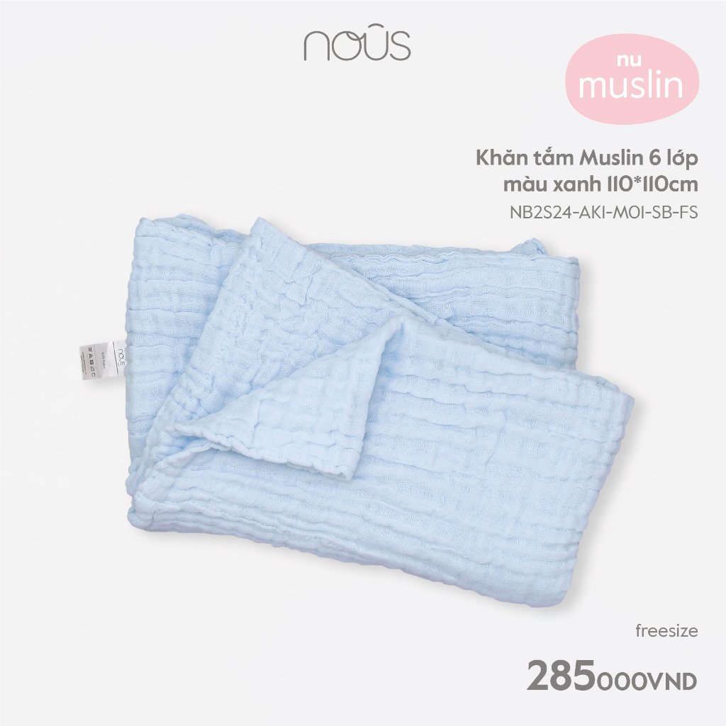 Phụ Kiện Khăn 6 Lớp Đa Năng Cho Bé Nous - Chất Liệu Nu Muslin Mềm Mại Kích Thước 110x 110cm