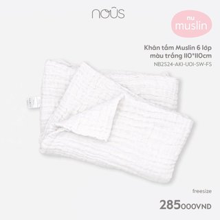 Phụ Kiện Khăn 6 Lớp Đa Năng Cho Bé Nous - Chất Liệu Nu Muslin Mềm Mại Kích Thước 110x 110cm