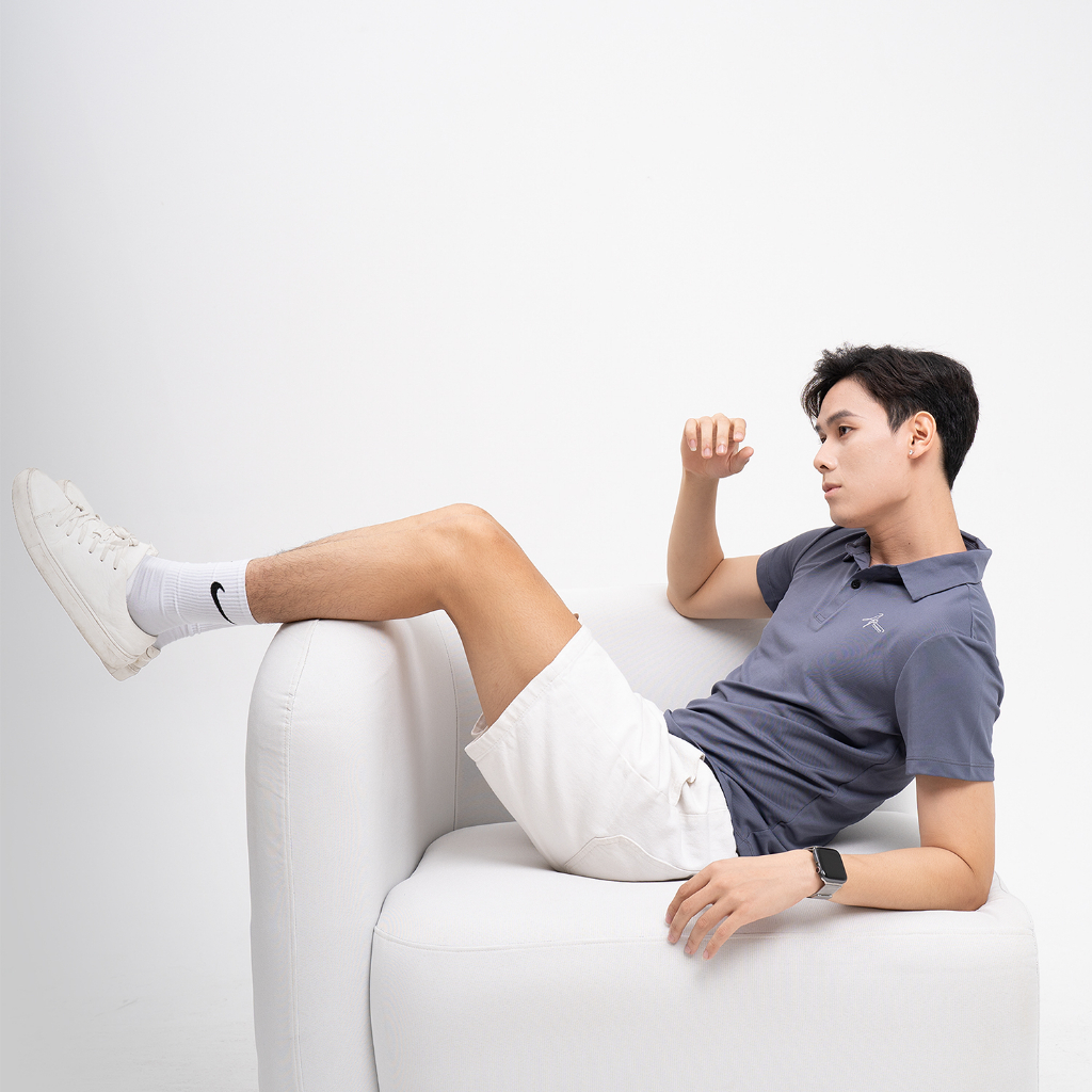Áo Polo nam màu xanh ghi Basic MKG vải cotton lạnh xuất âu thanh lịch, sang trọng, nam tính MPL06