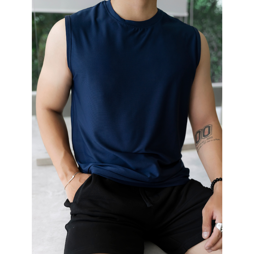 Set quần áo tập gym BAMIHOME Quần gym vải xi co giãn và áo tanktop thun mè ATT06 QG04