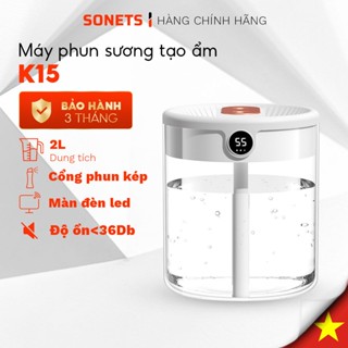 Máy Phun Sương Tạo Ẩm Không Khí Máy Tạo Độ Ẩm Dung Tích Lớn K15, Màn Led Hiển Thị Độ Ẩm - Sonets