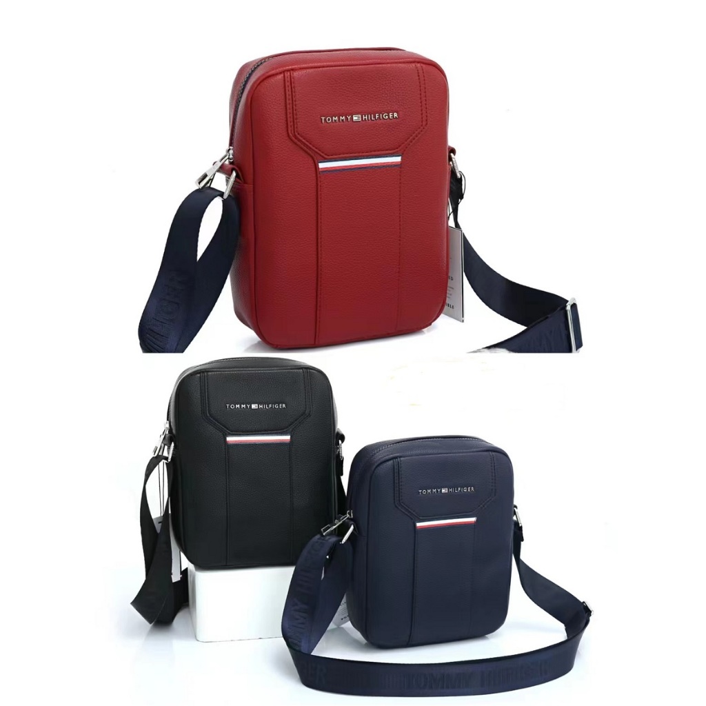 Túi đeo chéo da dáng hộp nam nữ Tommy Hilfiger, túi nam dáng đứng nhiều màu dùng đi làm đi chơi cực phong cách