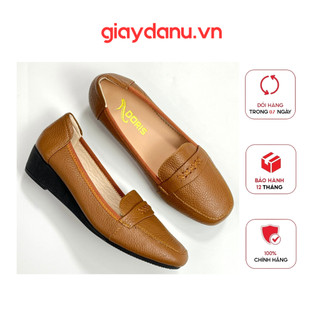 Giày mọi ngôi sao đế bệt da thật 3cm dn0301 - size chuẩn- có bảo hành