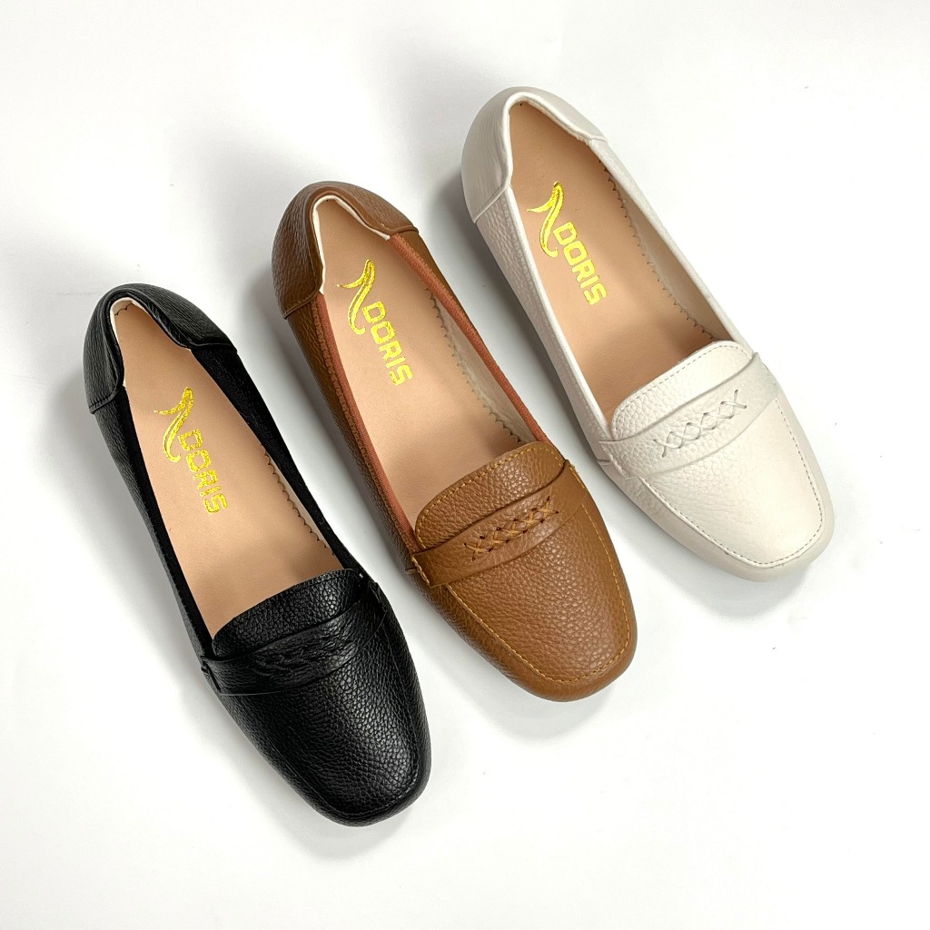 Giày mọi ngôi sao đế bệt da thật  3cm DN0301 - SIZE CHUẨN- CÓ BẢO HÀNH