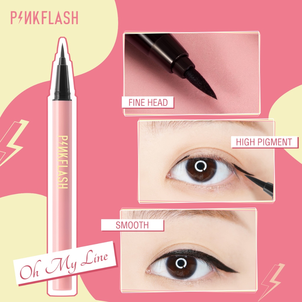 Bút kẻ mắt Pinkflash dạng lỏng nhanh khô màu đen màu nâu chất lì chống nước lâu trôi 30g