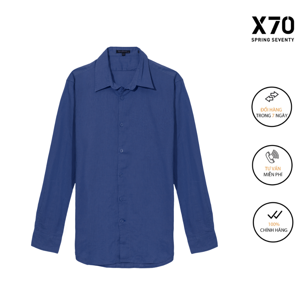 Áo Sơ Mi Linen Nam Trơn Kiểu Dáng Tay Dài Thiết Kế Thời Trang X70 - 07740002