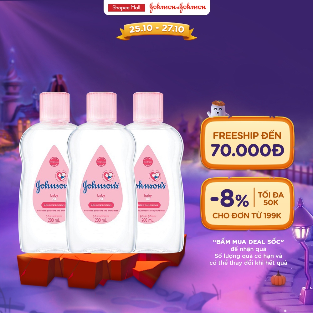 Combo 3 Chai Dầu Mát Xa Johnson's Baby Oil 200ml