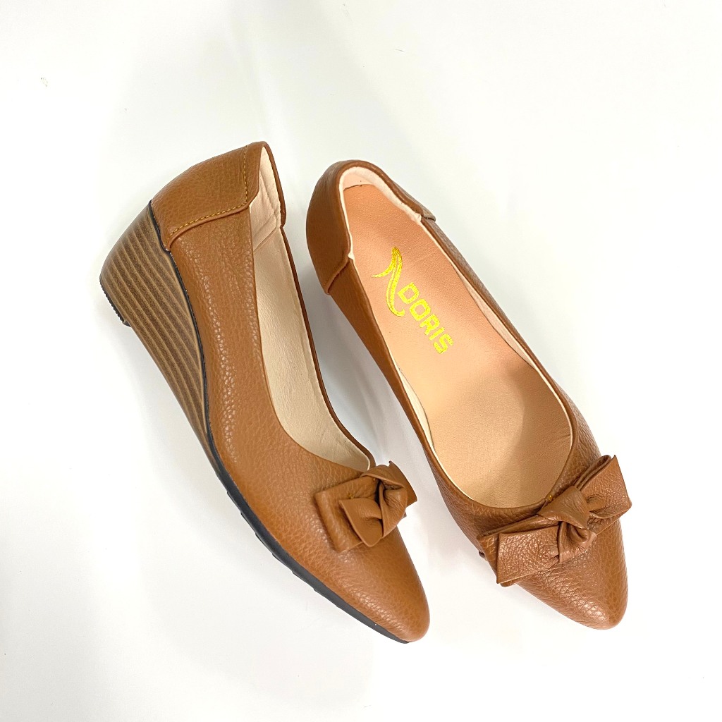 Giày búp bê da thật đế xuồng 5cm 503 - size chuẩn- có bảo hành.