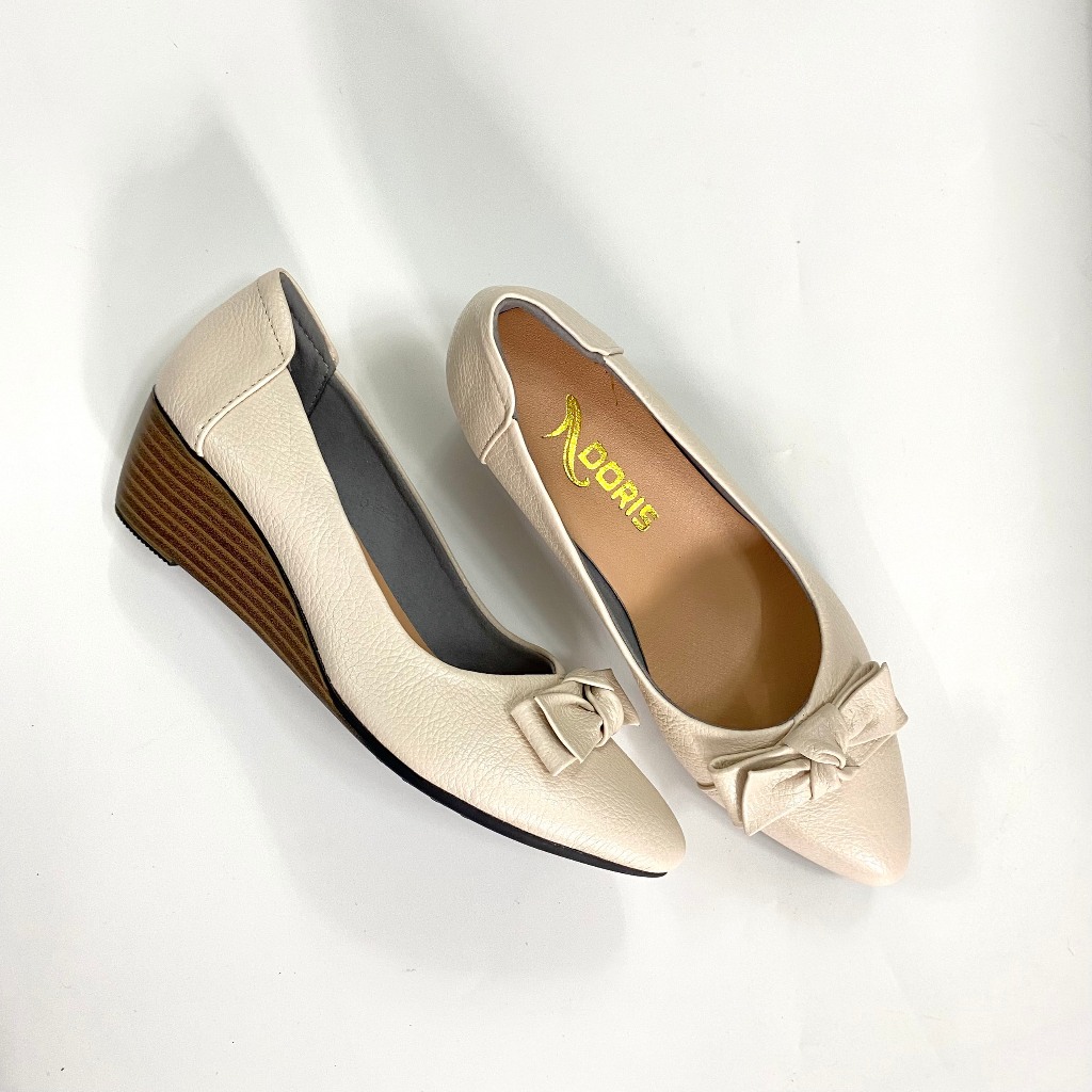 Giày búp bê da thật đế xuồng 5cm 503 - size chuẩn- có bảo hành.