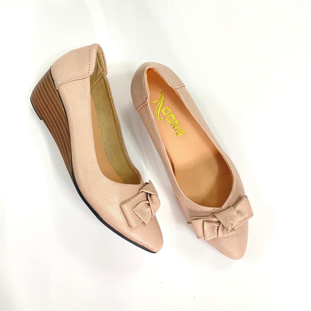 Giày búp bê da thật đế xuồng 5cm 503 - size chuẩn- có bảo hành.