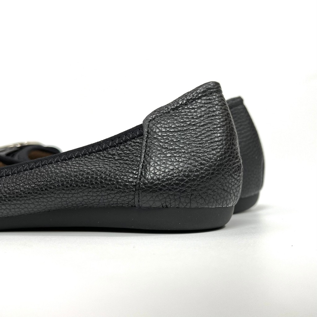 Giày búp bê da thật mũi tròn gắn nơ kim loại 006