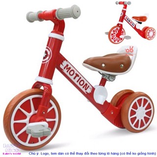 Xe đạp 3 bánh,xe chòi chân thằng bằng MOTION khung thép yên da cho bé từ 1-3 tuổi