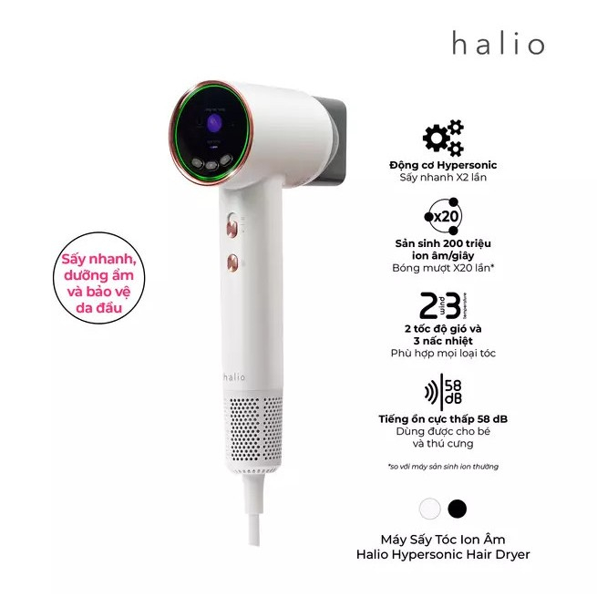 Máy Sấy Tóc Halio Hypersonic Hair Dryer Luân Phiên Nóng Lạnh, bảo vệ da đầu