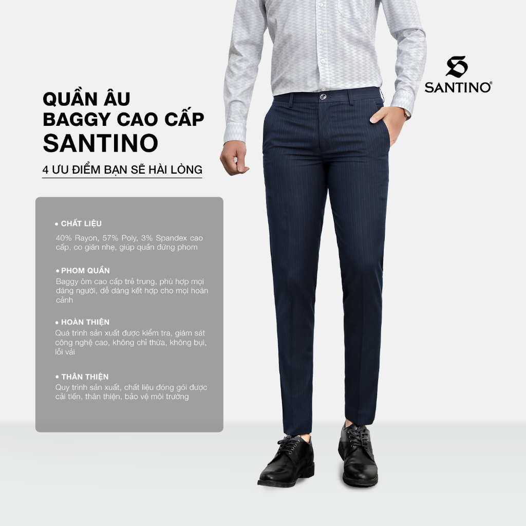 Quần Âu Nam Baggy Hàn Quốc Cao Cấp, Phom Ôm Trẻ Trung, Lịch Lãm Q607 Thương Hiệu Santino