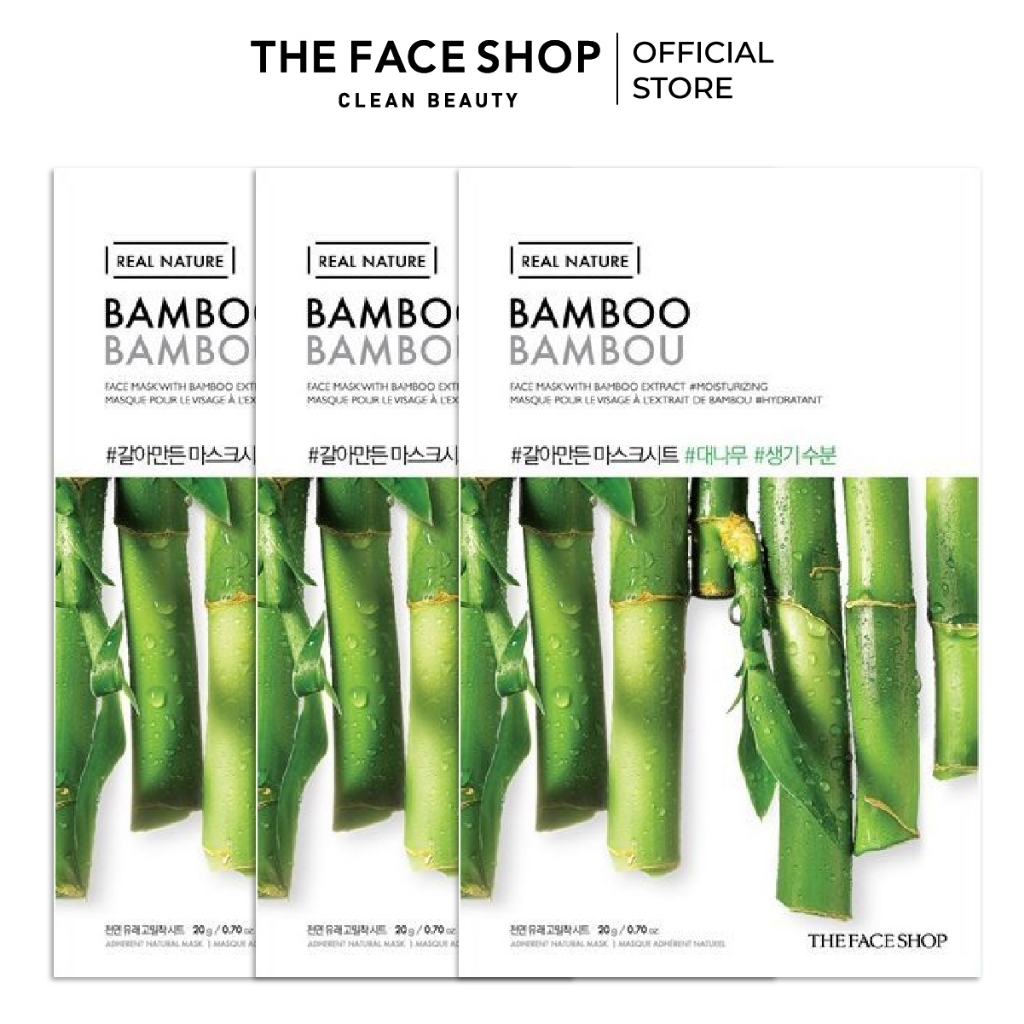 Set 3 Mặt Nạ Cung Cấp Nước Từ Tre THE FACE SHOP Real Nature Mask Sheet Bamboo 20g