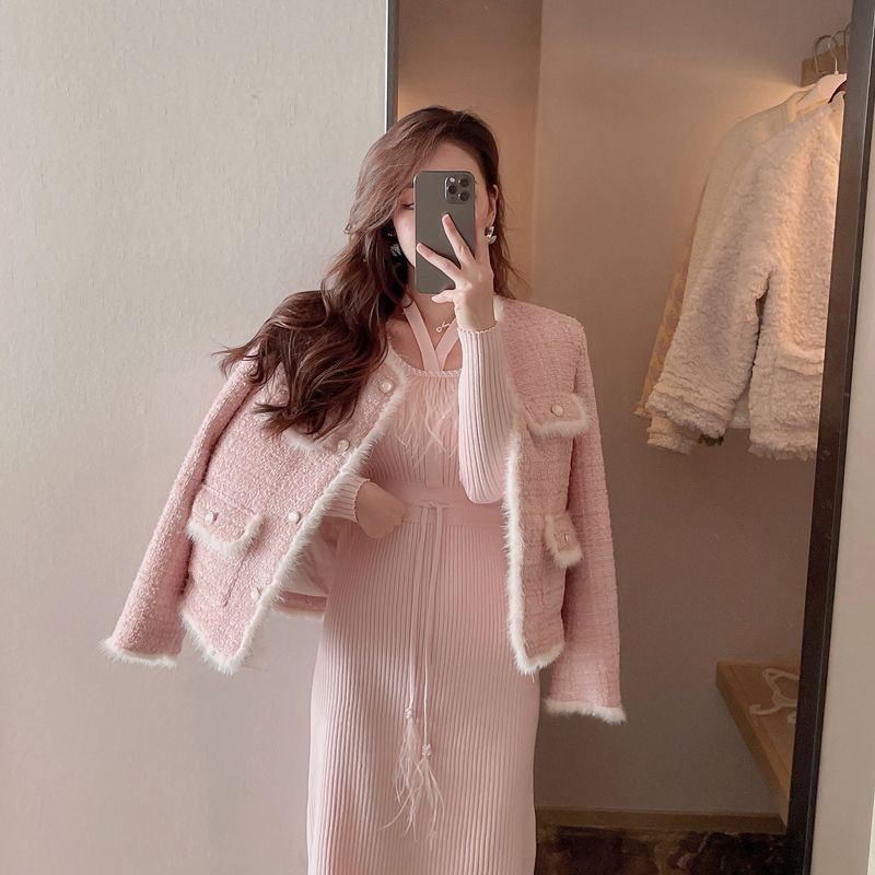 Áo Khoác Dạ Lông Màu Hồng Pastel Phong Cách Tiểu Thư Siêu Xinh, Áo Khoác Nữ Chuẩn Hàng QC Loại 1_ Hàng Order QCCC