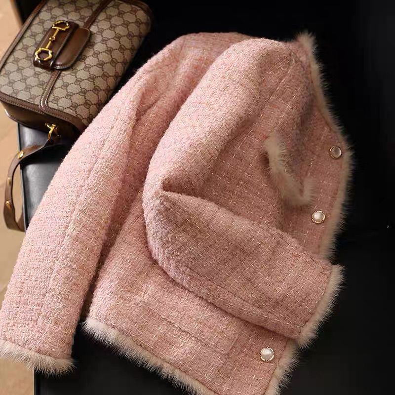 Áo Khoác Dạ Lông Màu Hồng Pastel Phong Cách Tiểu Thư Siêu Xinh, Áo Khoác Nữ Chuẩn Hàng QC Loại 1_ Hàng Order QCCC