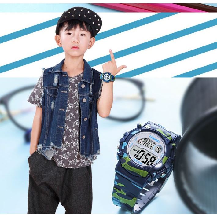 Đồng hồ Trẻ em chống nước tốt, đồng hồ bé trai, đồng hồ bé gái, có đèn led 7 màu thời trang siêu cute