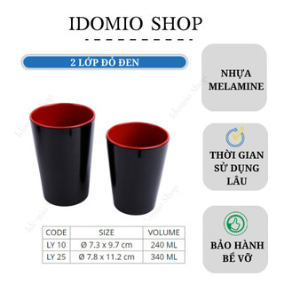 Combo 20 Ly Nhựa Melamine Hai Lớp Đỏ Đen