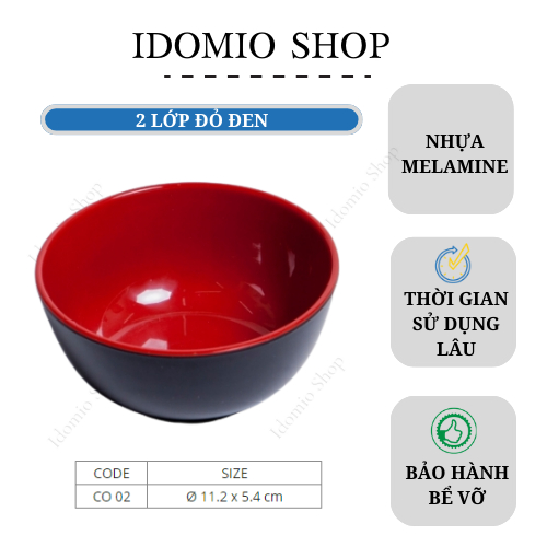 Set 20 Chén Cơm Nhựa Melamine Đỏ Đen - Fataco