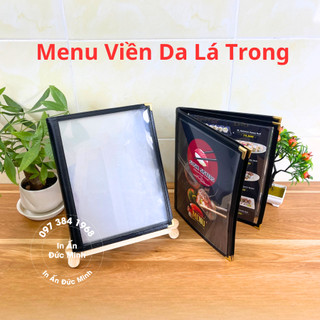 Quyển Menu Viền Da Lá Trong, Bìa menu trong suốt kích thước A4
