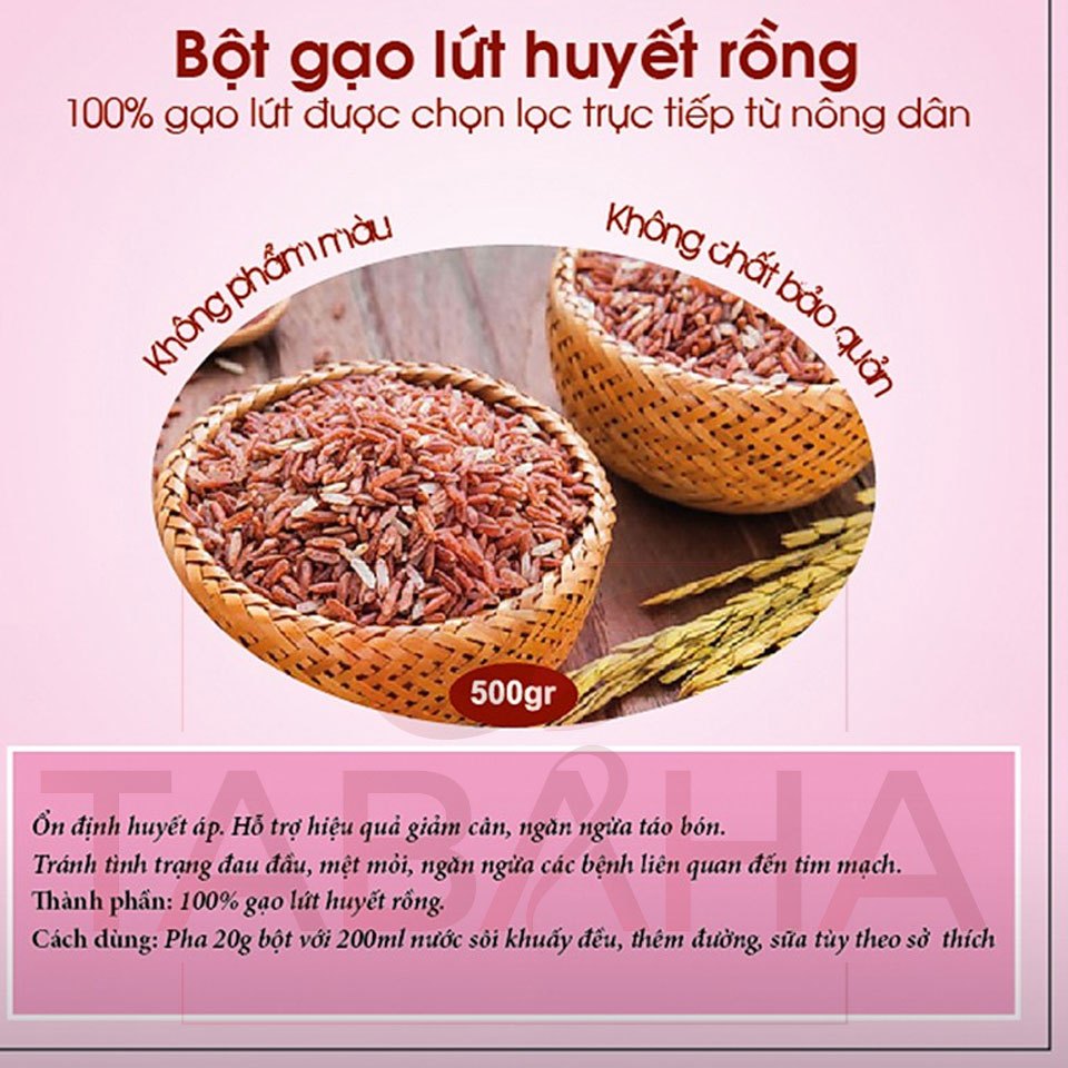 Bột Gạo Lứt Nguyên Chất Tabaha 500g giảm cân, đẹp da