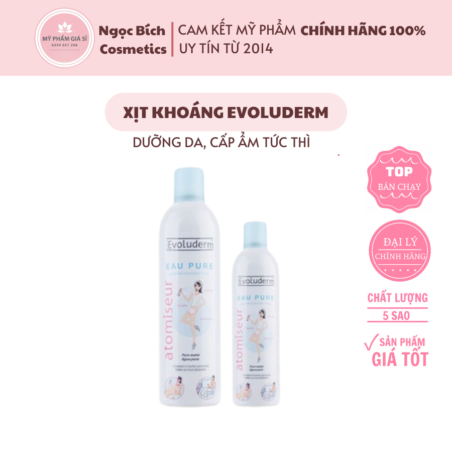 Xịt Khoáng Evoluderm Atomiseur Eau Pure Dưỡng Da, Cấp Ẩm 150ML & 400ML